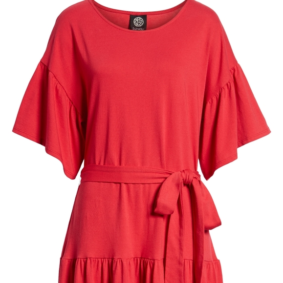Bobeau Drop Waist Ruffle Cotton Dress - Picture 2 of 10